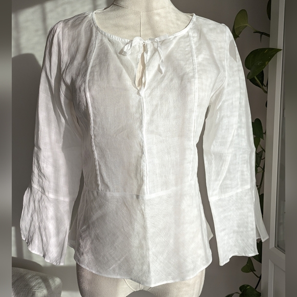 Ramie Linen Sheer Blouse - Picture 2 of 8